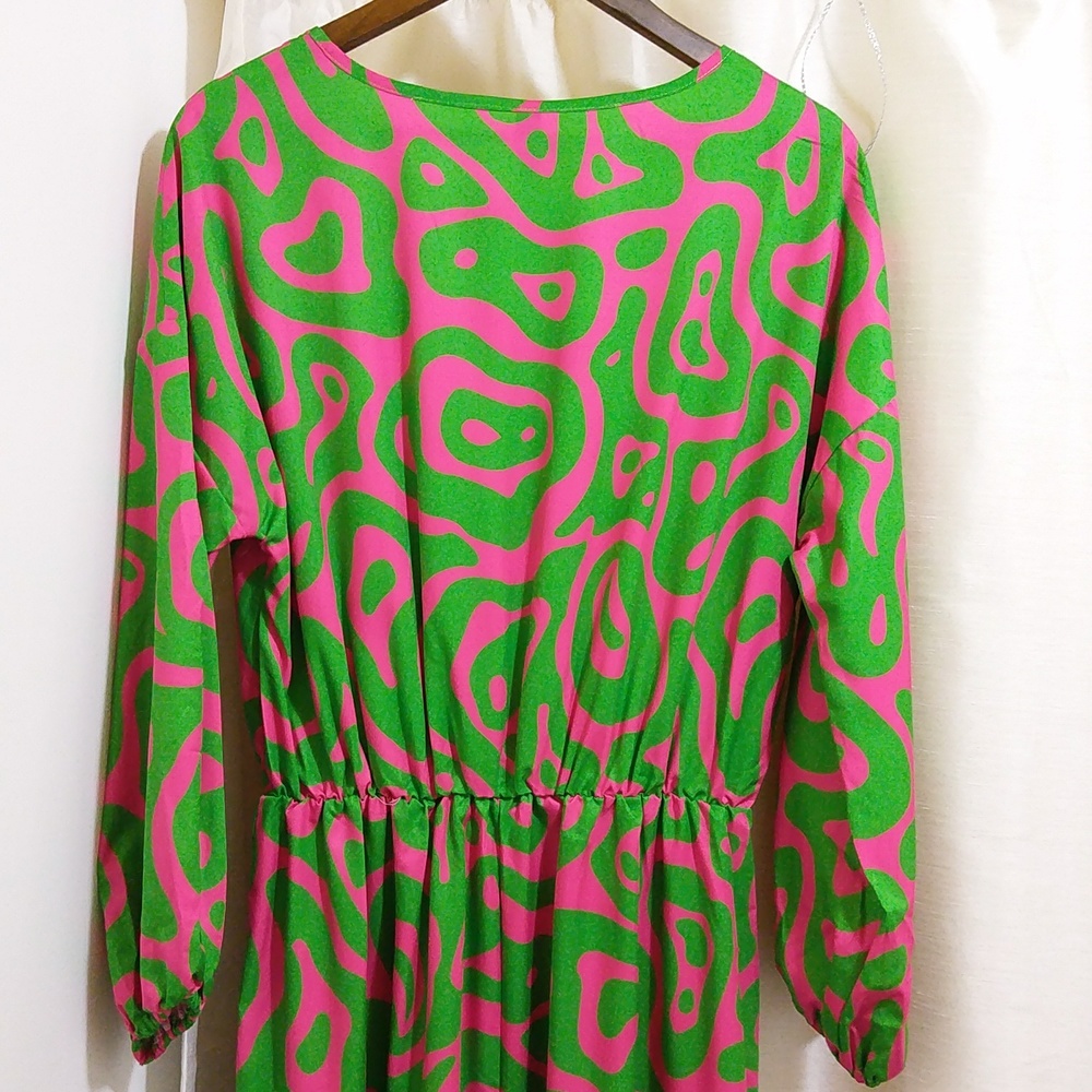 Oversized Silky Bold Patterned Maxi Dress - Size Small / 6 - NWT - Picture 6 of 10